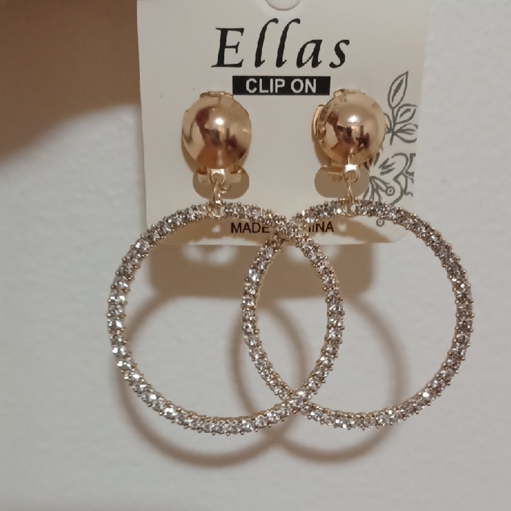 Ellas Gold and Silver Clip-On Hoop Earrings